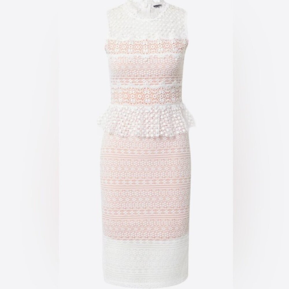 French Connection NWT Ramona Lace Jersey Dress, White - Size 0